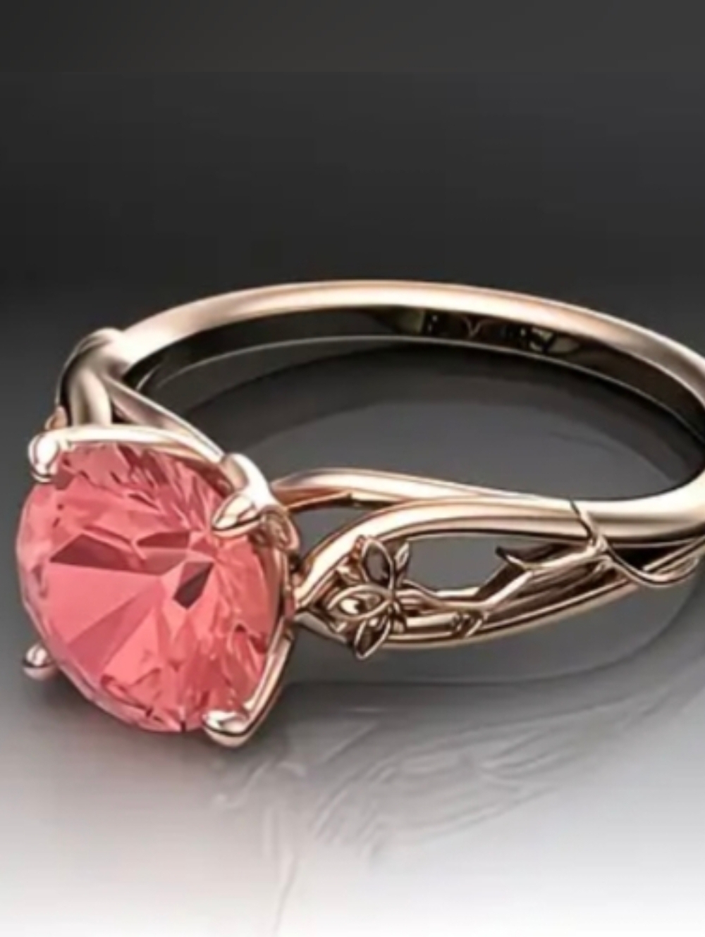 Rose Gold Plated Pink Mystic Topaz Vine Flower Retro Ring Size 6 NWT